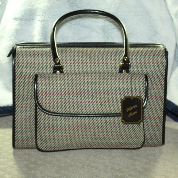 NWT Warren Reed Large Black Grey Tweed Shoulder Bag - Picture 1 of 13
